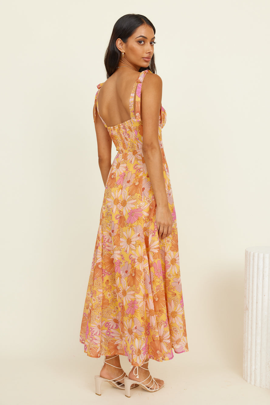 Lost In Paradise Maxi Dress Yellow-Roy Dress