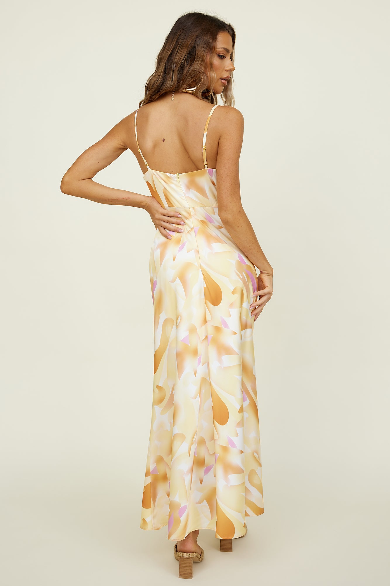 Tropical Palms Maxi Dress Yellow-Roy Dress