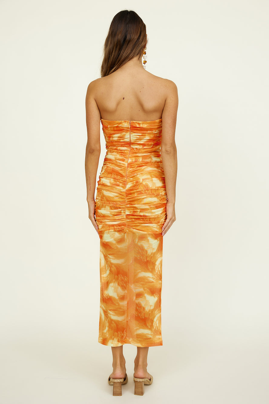 Burning Palms Maxi Dress Orange-Roy Dress