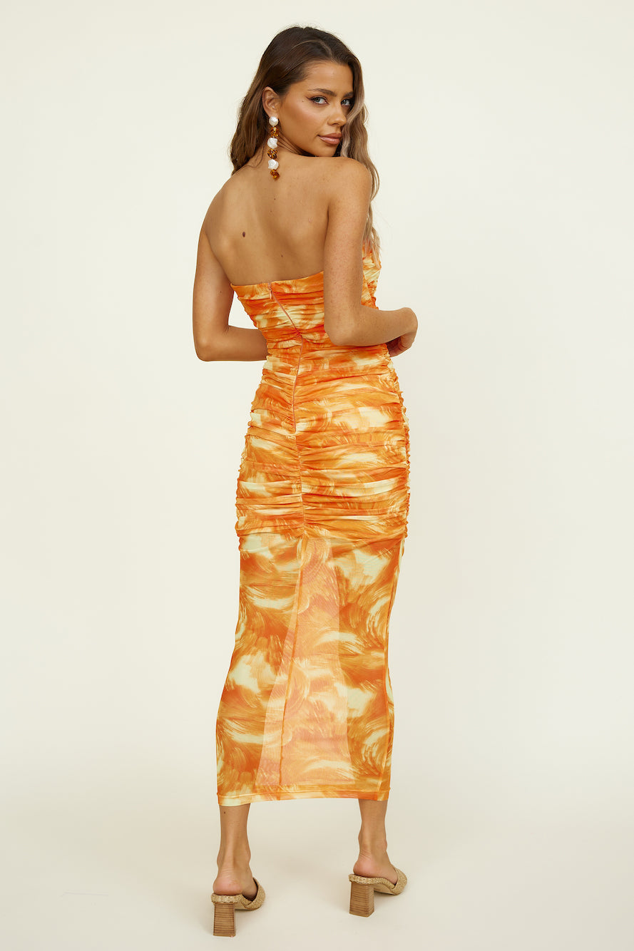 Burning Palms Maxi Dress Orange-Roy Dress
