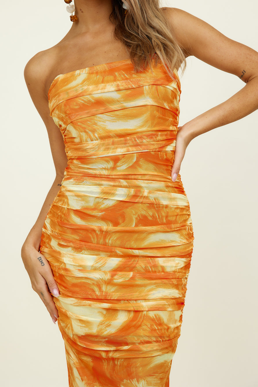 Burning Palms Maxi Dress Orange-Roy Dress