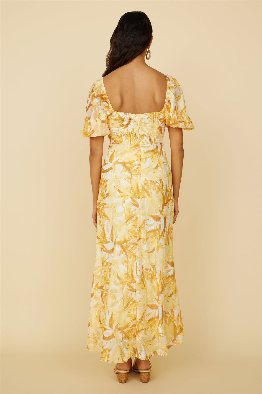 Spontaneous Maxi Dress Yellow-Roy Dress