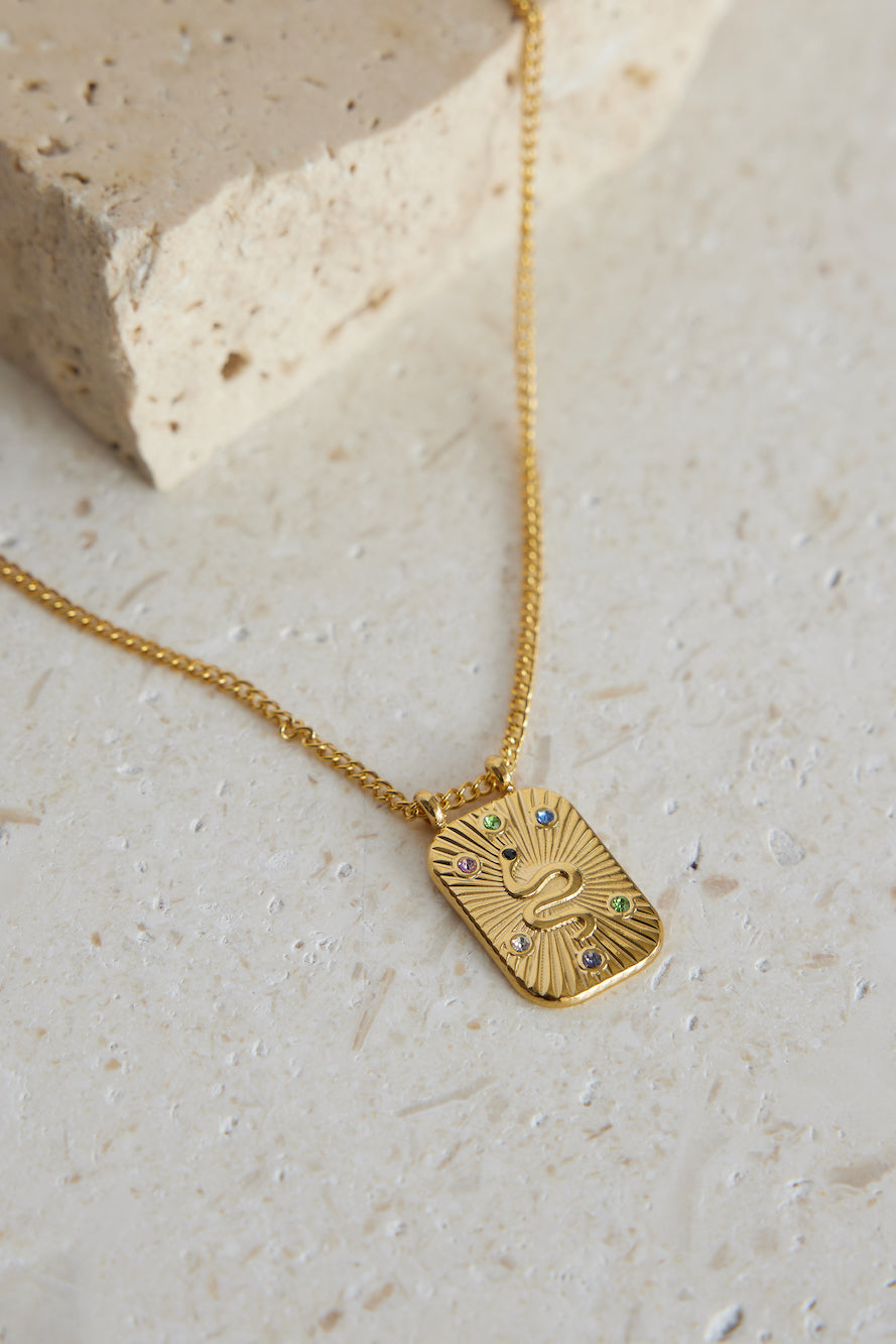 18k Gold Plated Across The Sky Necklace-Roy Dress