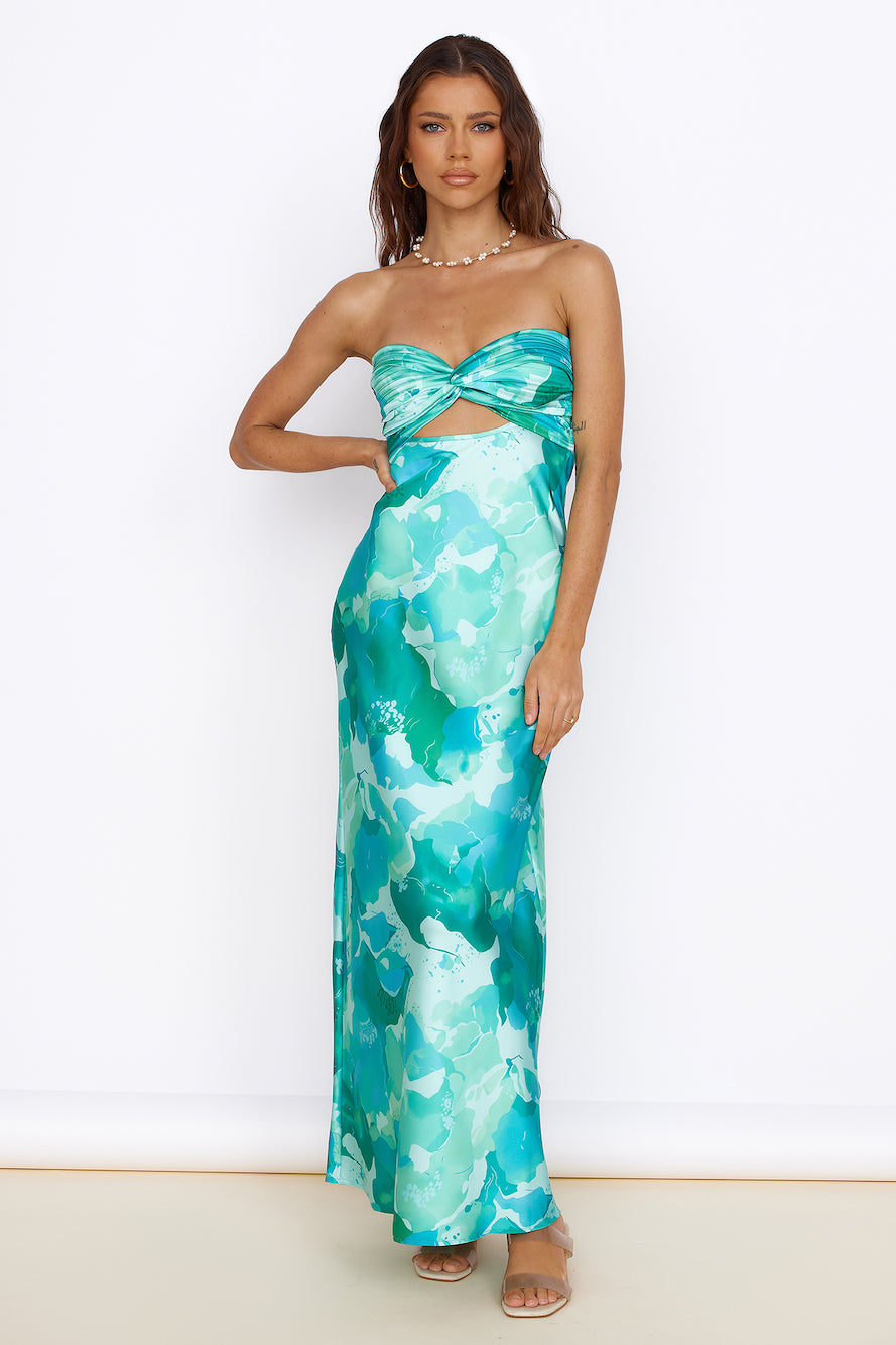 Time Stops Maxi Dress Green-Roy Dress