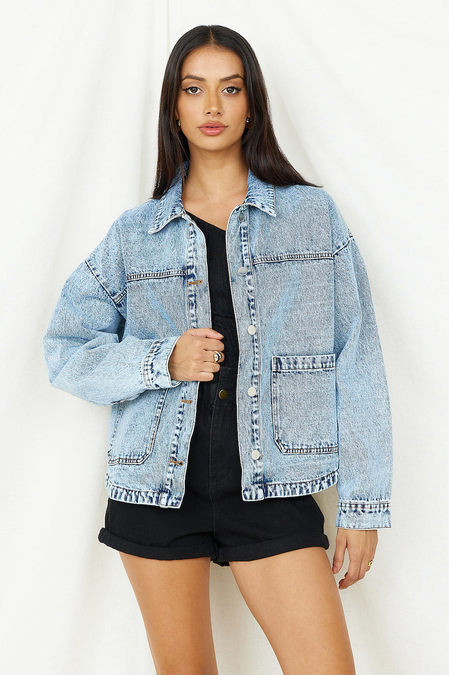 Sweet Victory Denim Jacket Blue-Roy Dress