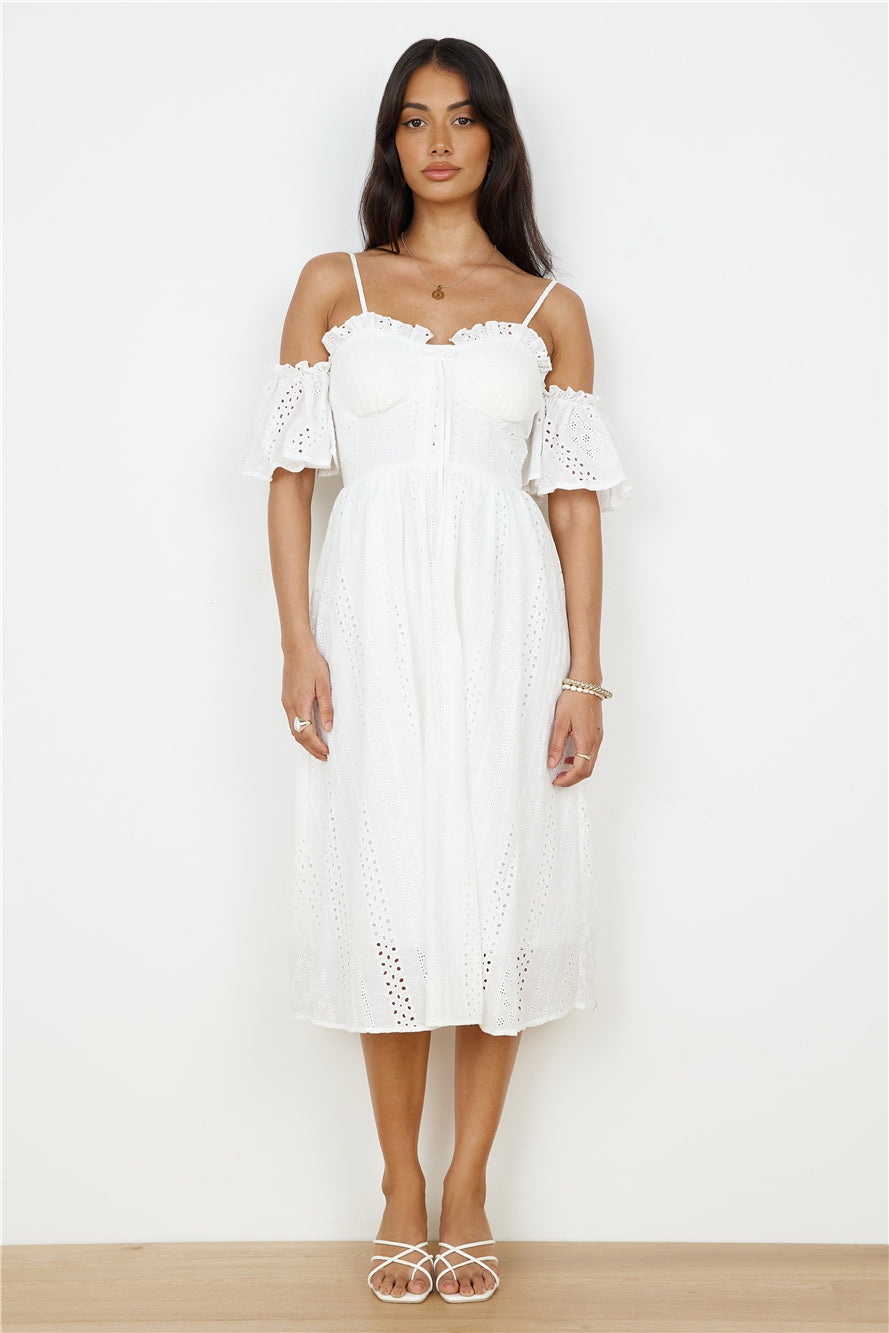 Basque Midi Dress White-Roy Dress