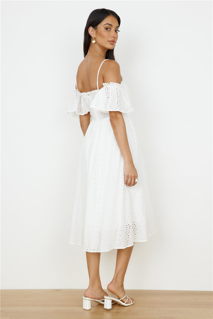Basque Midi Dress White-Roy Dress