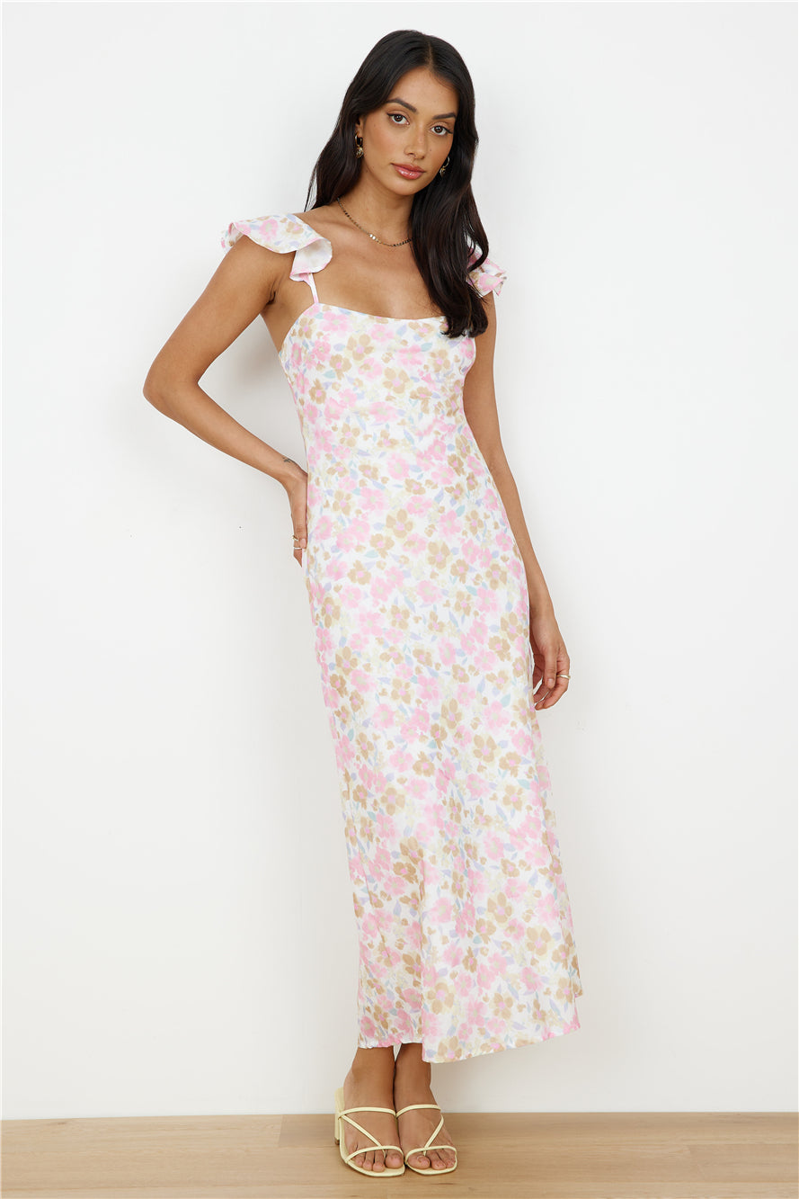 Fall Into Place Maxi Dress Pink-Roy Dress
