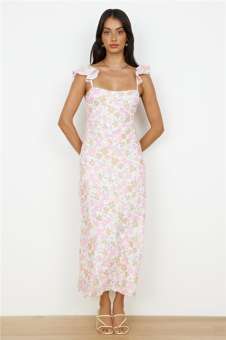 Fall Into Place Maxi Dress Pink-Roy Dress