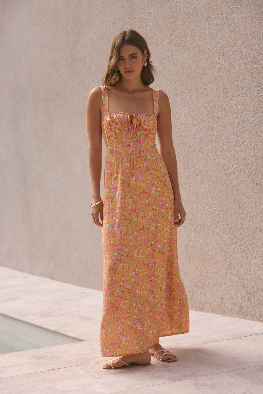 Roy  Dress Florence Satin Maxi Dress Orange-Roy Dress