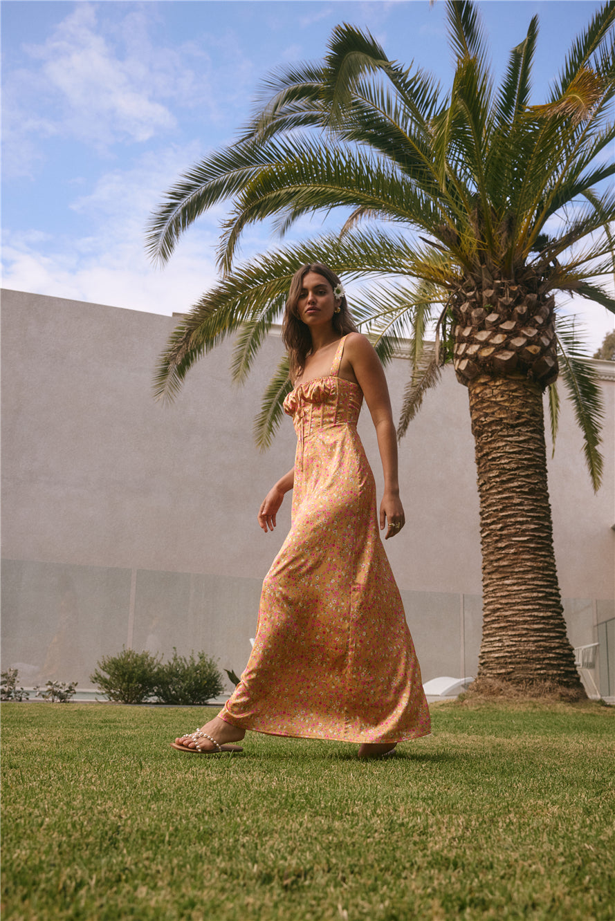 Roy  Dress Florence Satin Maxi Dress Orange-Roy Dress