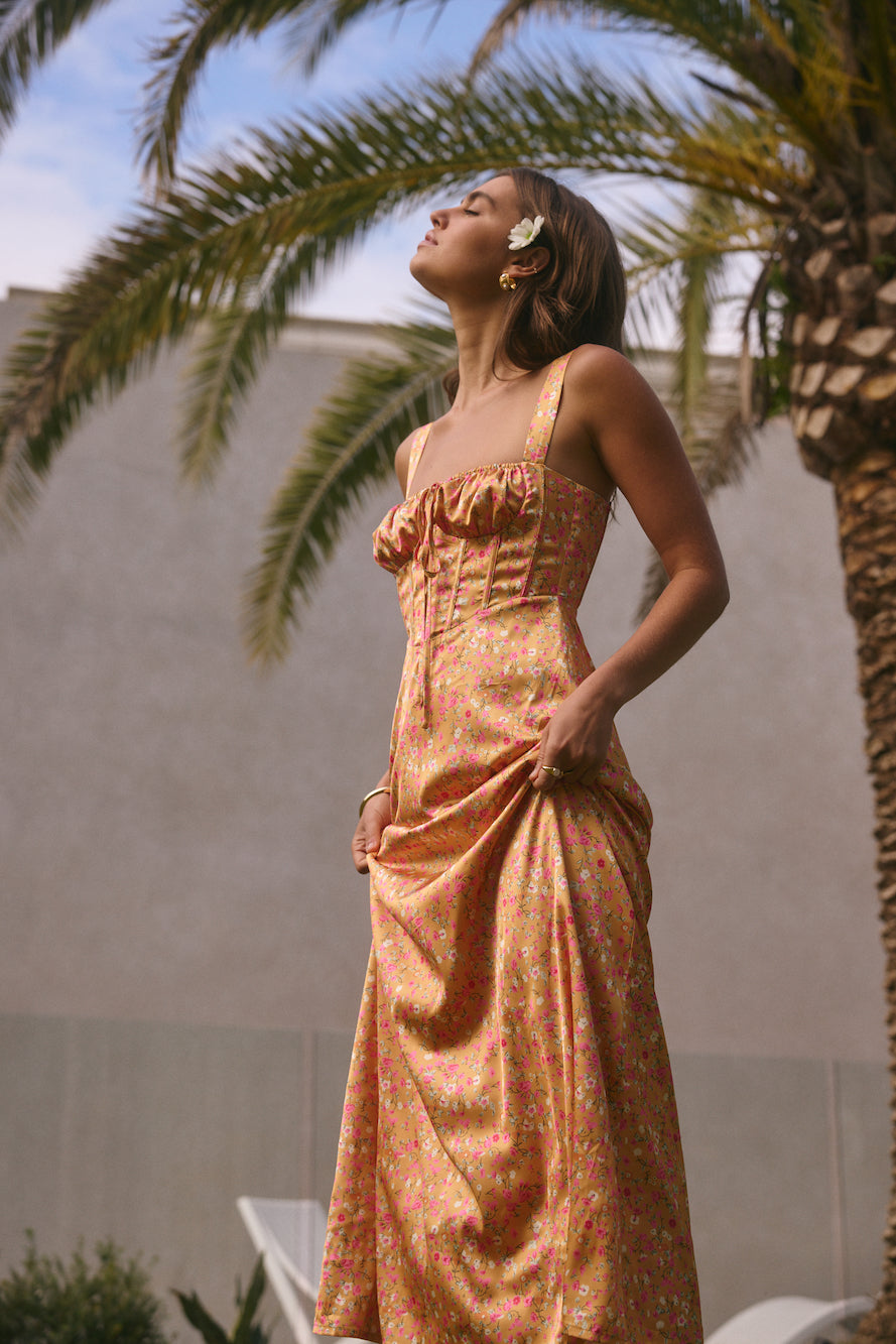 Roy  Dress Florence Satin Maxi Dress Orange-Roy Dress