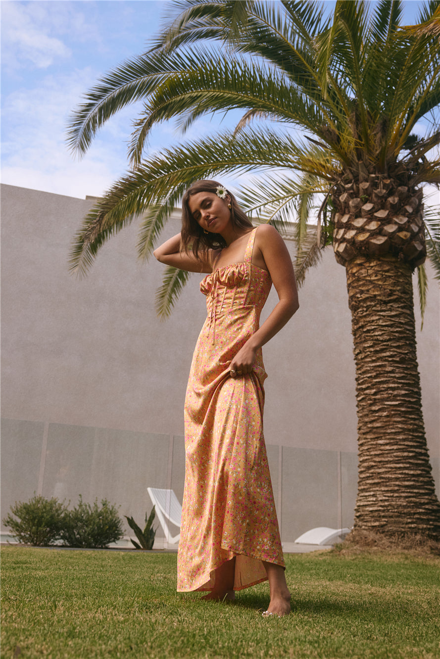 Roy  Dress Florence Satin Maxi Dress Orange-Roy Dress