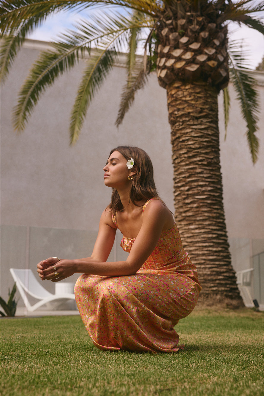 Roy  Dress Florence Satin Maxi Dress Orange-Roy Dress