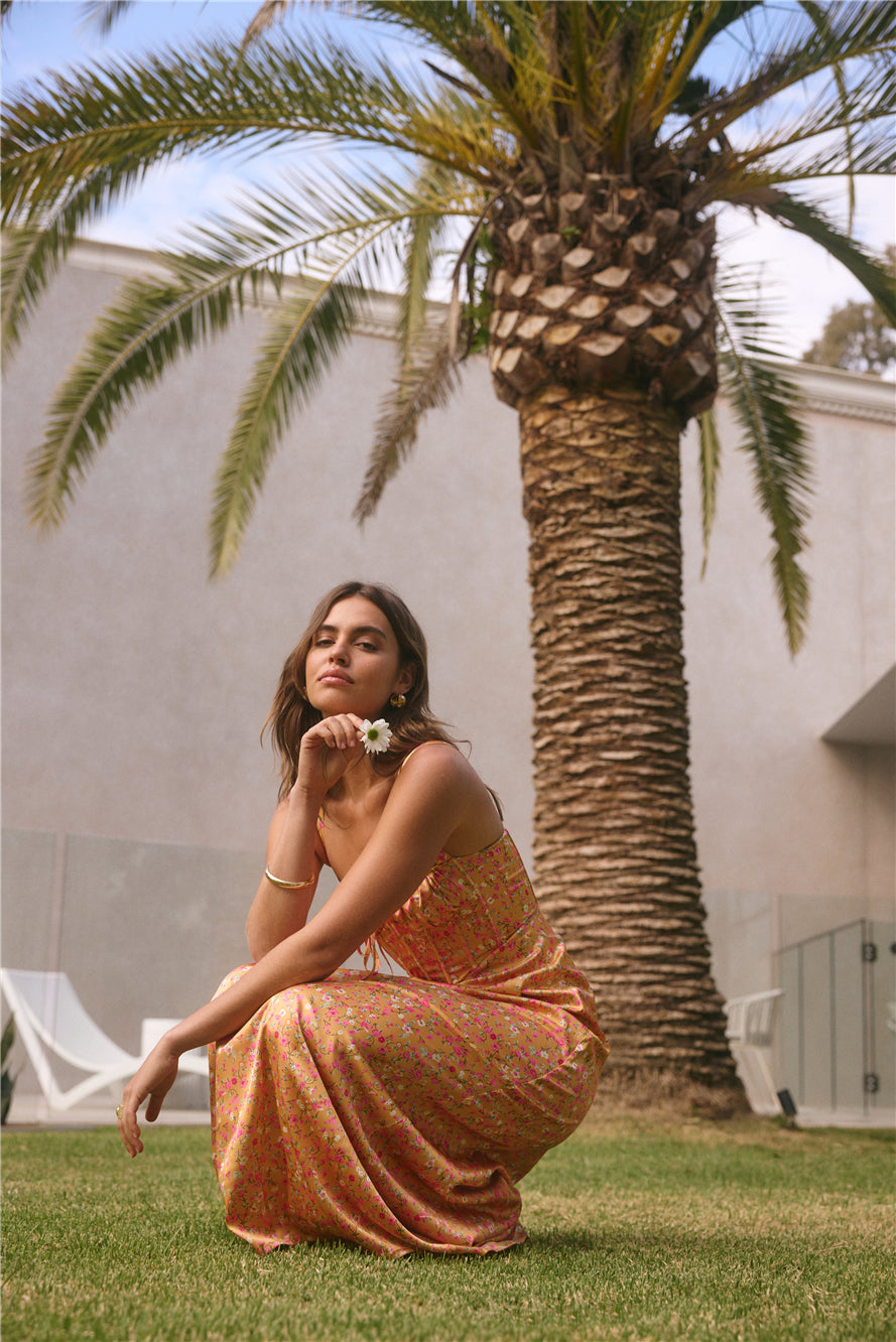 Roy  Dress Florence Satin Maxi Dress Orange-Roy Dress