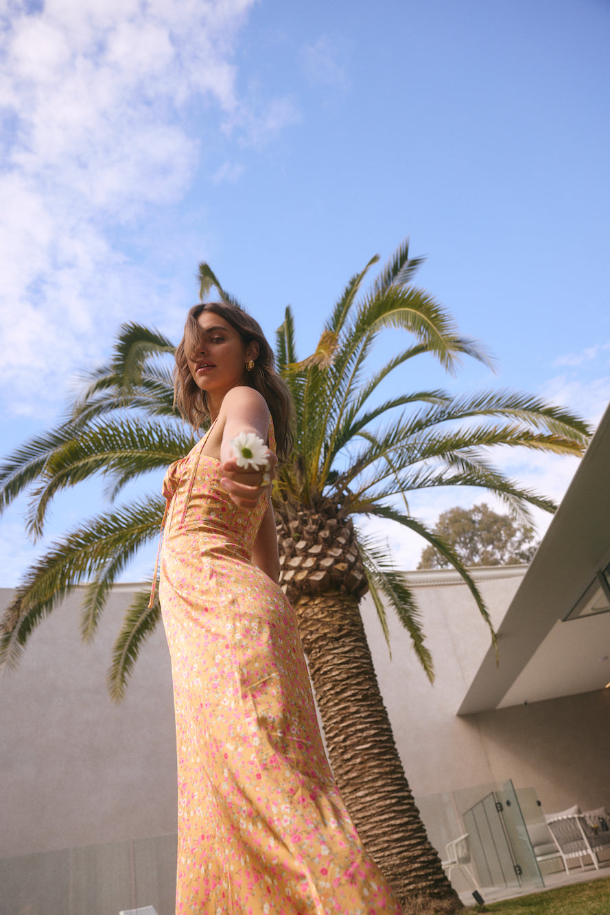 Roy  Dress Florence Satin Maxi Dress Orange-Roy Dress