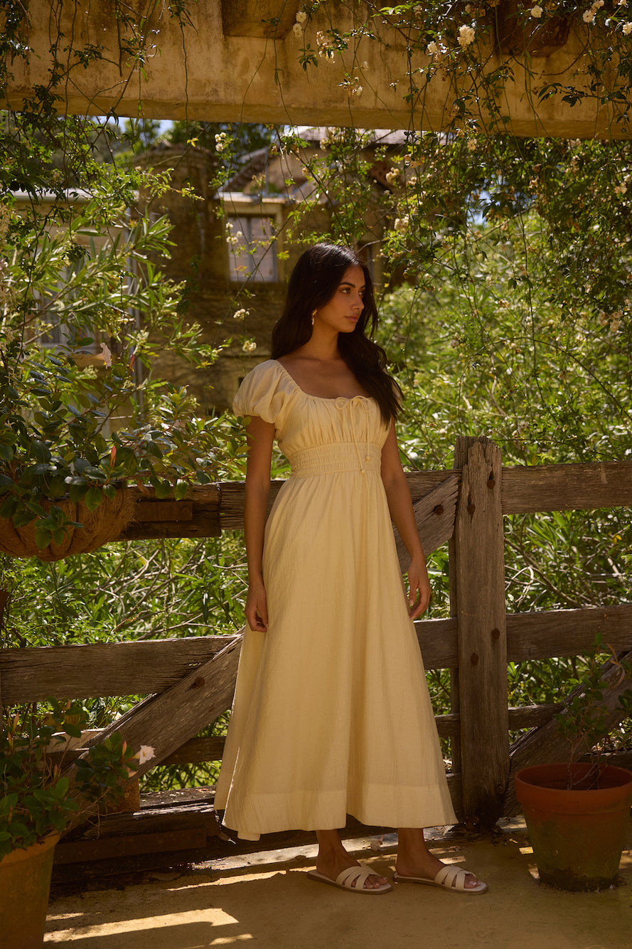 The Sage of Secrets Maxi Dress Yellow -Roy Dress