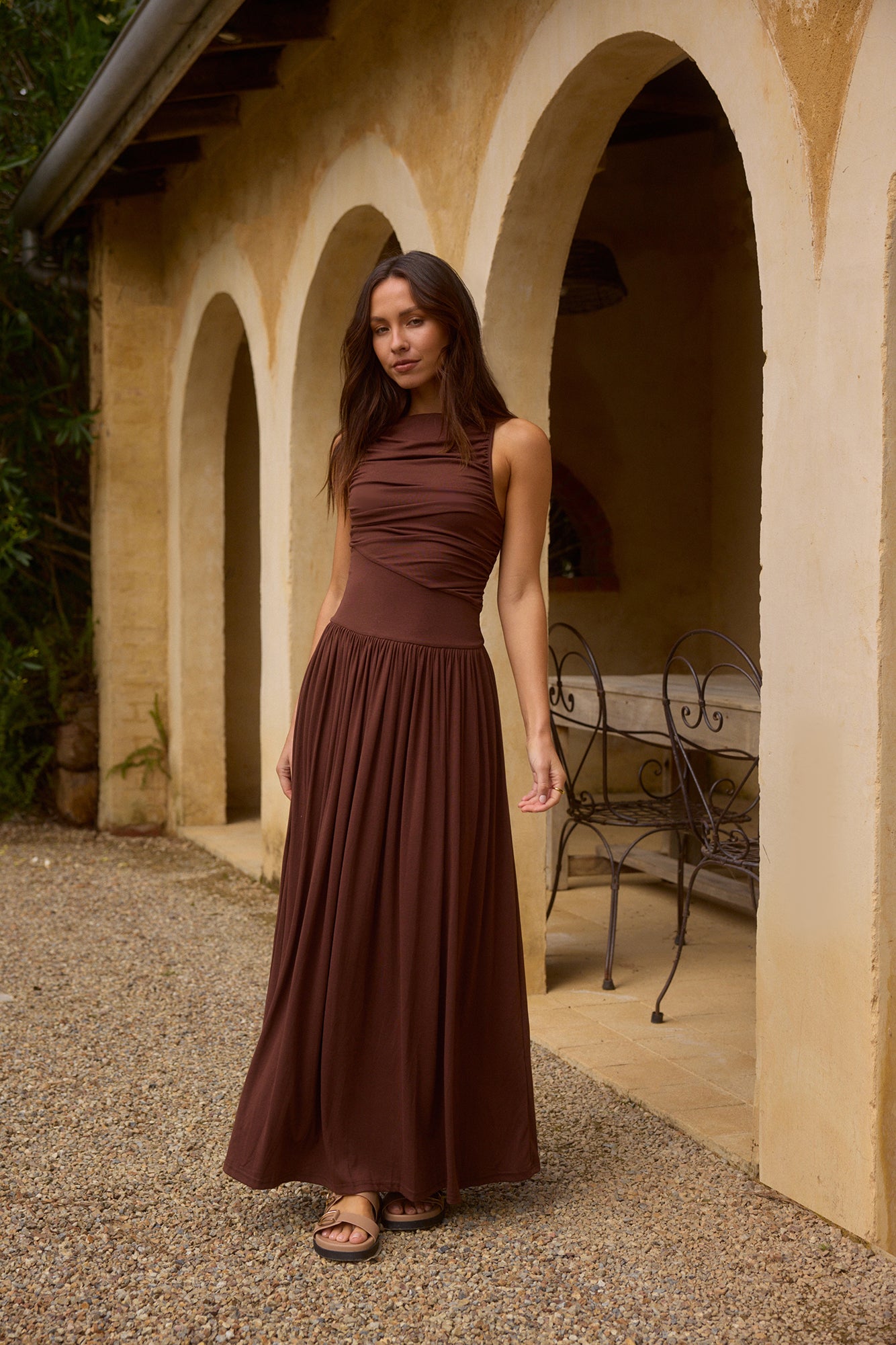 Nalla Maxi Dress Brown-Roy Dress