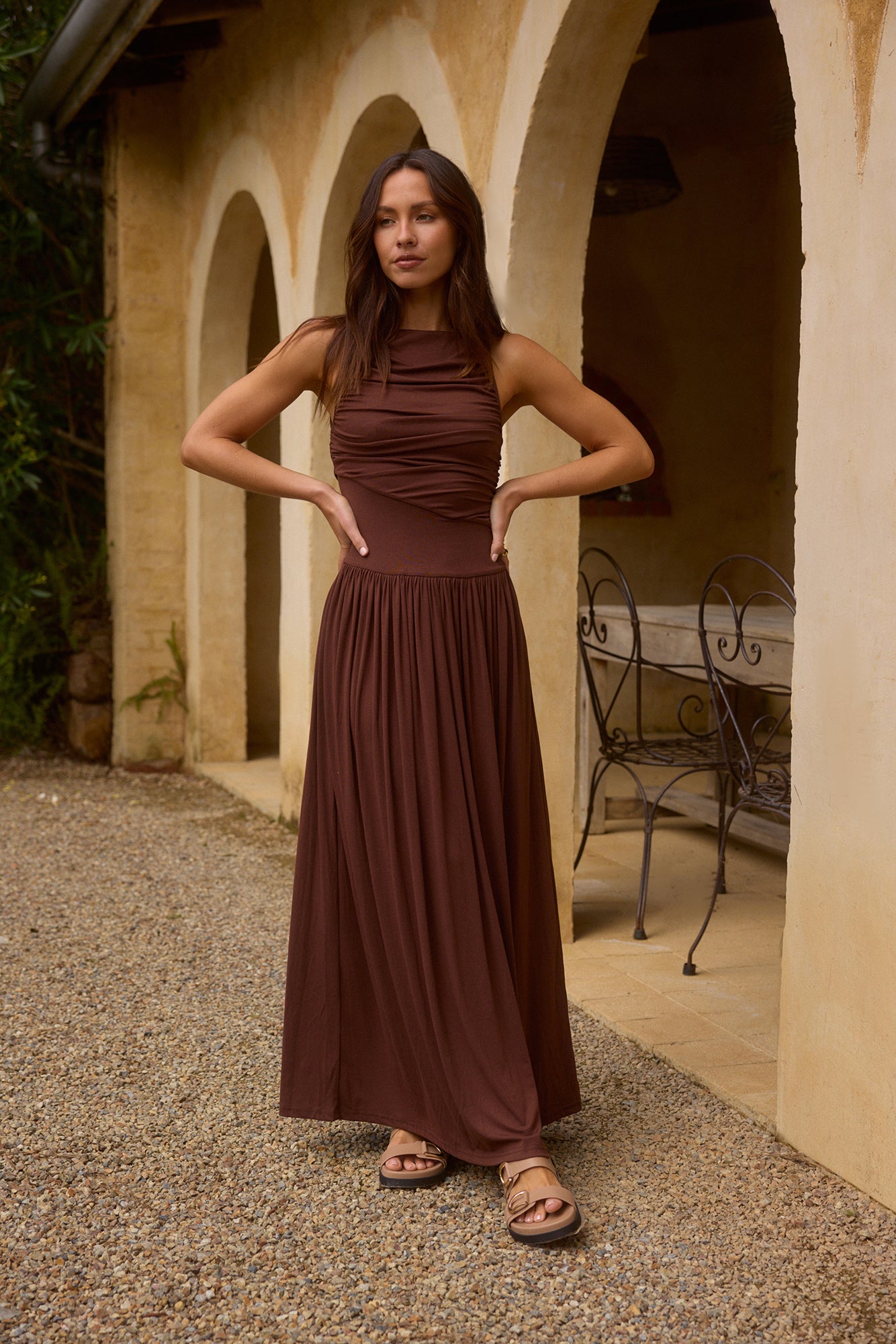 Nalla Maxi Dress Brown-Roy Dress