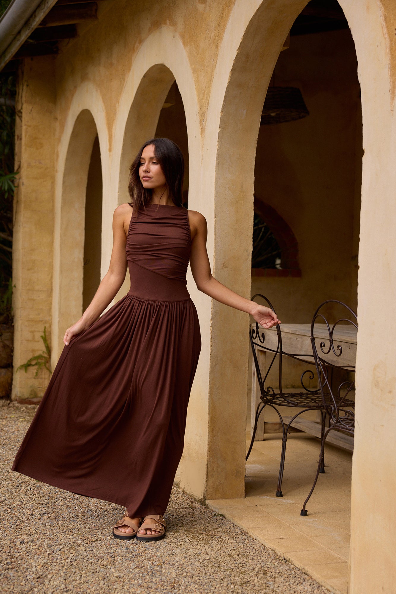 Nalla Maxi Dress Brown-Roy Dress