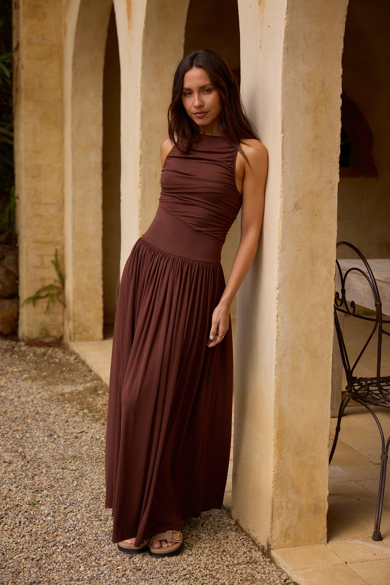 Nalla Maxi Dress Brown-Roy Dress