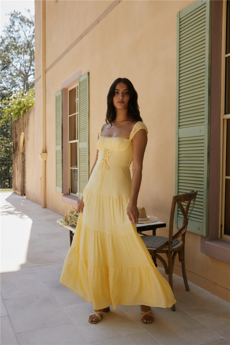Crystal Waters Maxi Dress Yellow-Roy Dress