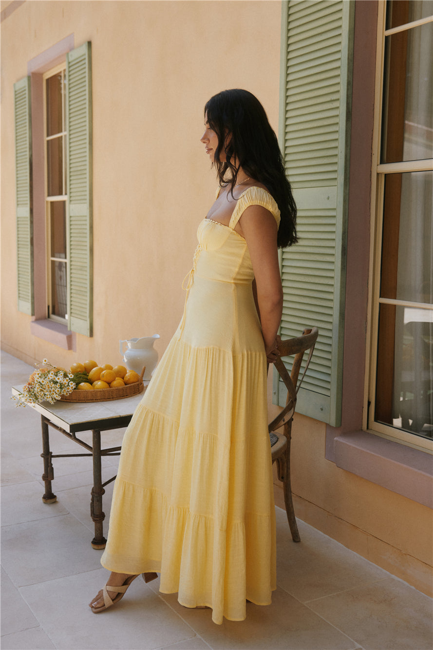 Crystal Waters Maxi Dress Yellow-Roy Dress