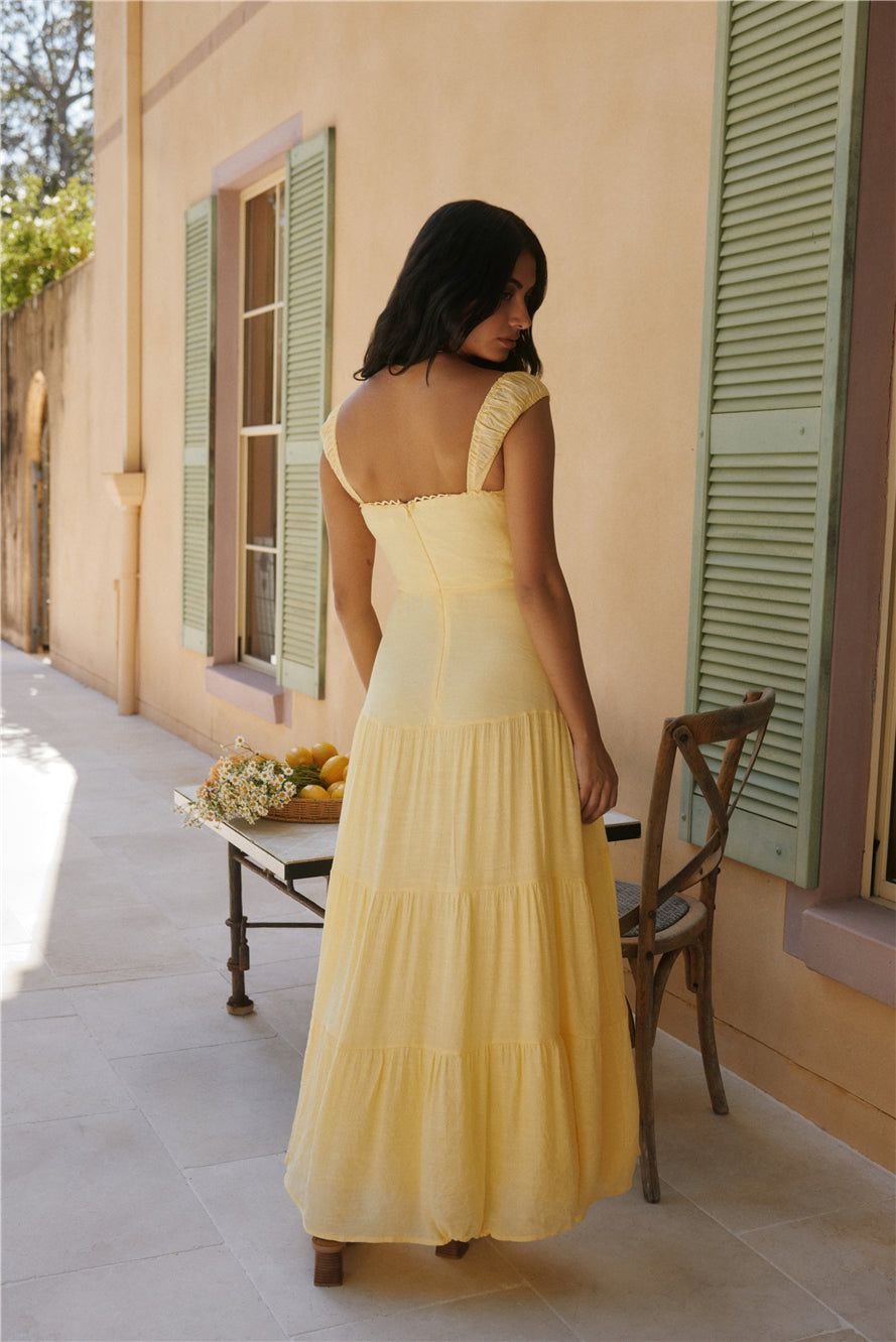 Crystal Waters Maxi Dress Yellow-Roy Dress