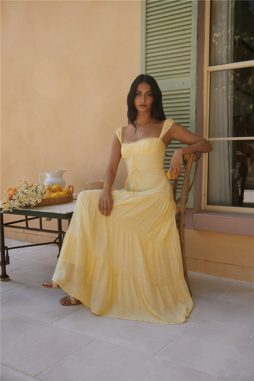Crystal Waters Maxi Dress Yellow-Roy Dress