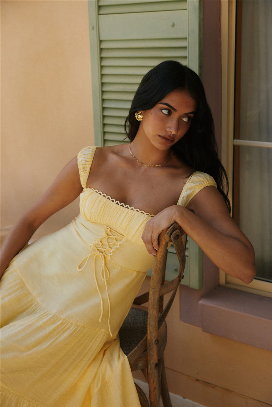 Crystal Waters Maxi Dress Yellow-Roy Dress