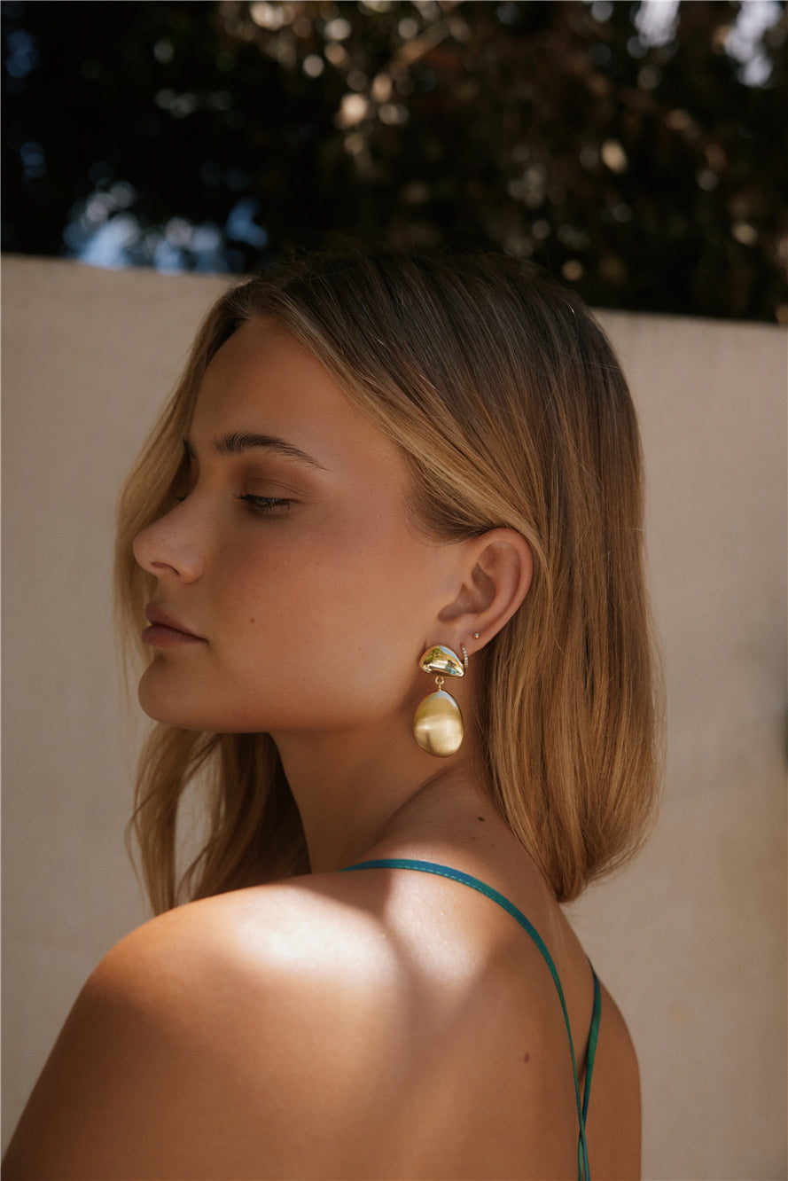 18K Gold Plated Capri Tour Earrings Gold-Roy Dress