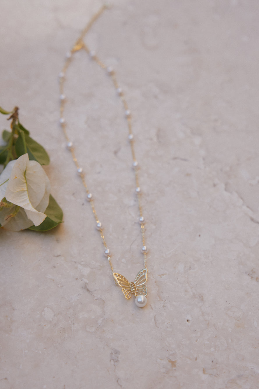 18K Gold Plated Butterfly Detail Necklace Gold-Roy Dress