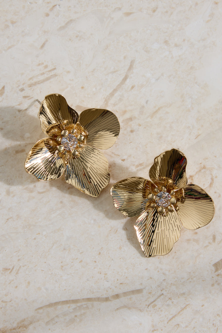 18K Gold Plated Open Heart Earrings Gold-Roy Dress