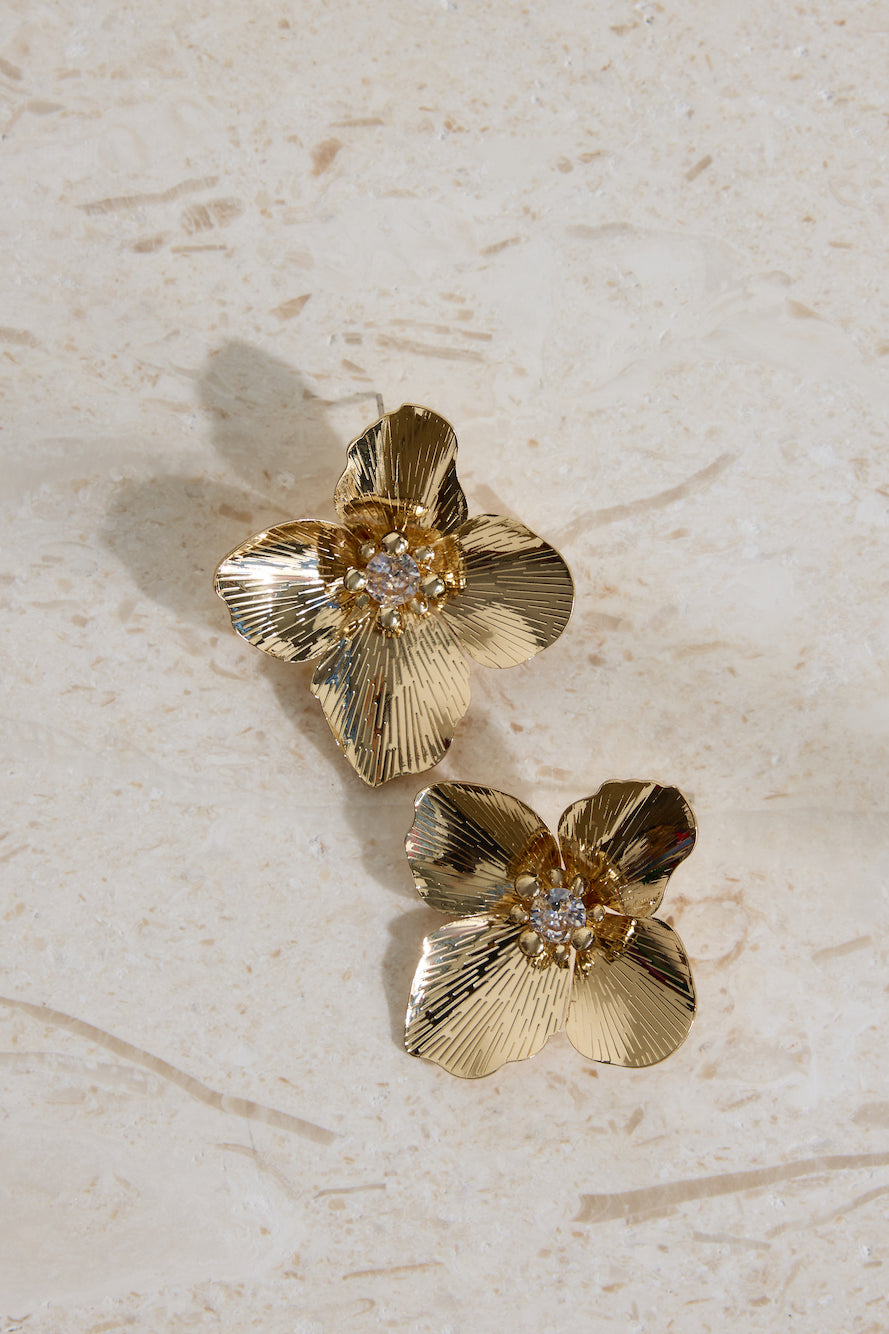 18K Gold Plated Open Heart Earrings Gold-Roy Dress