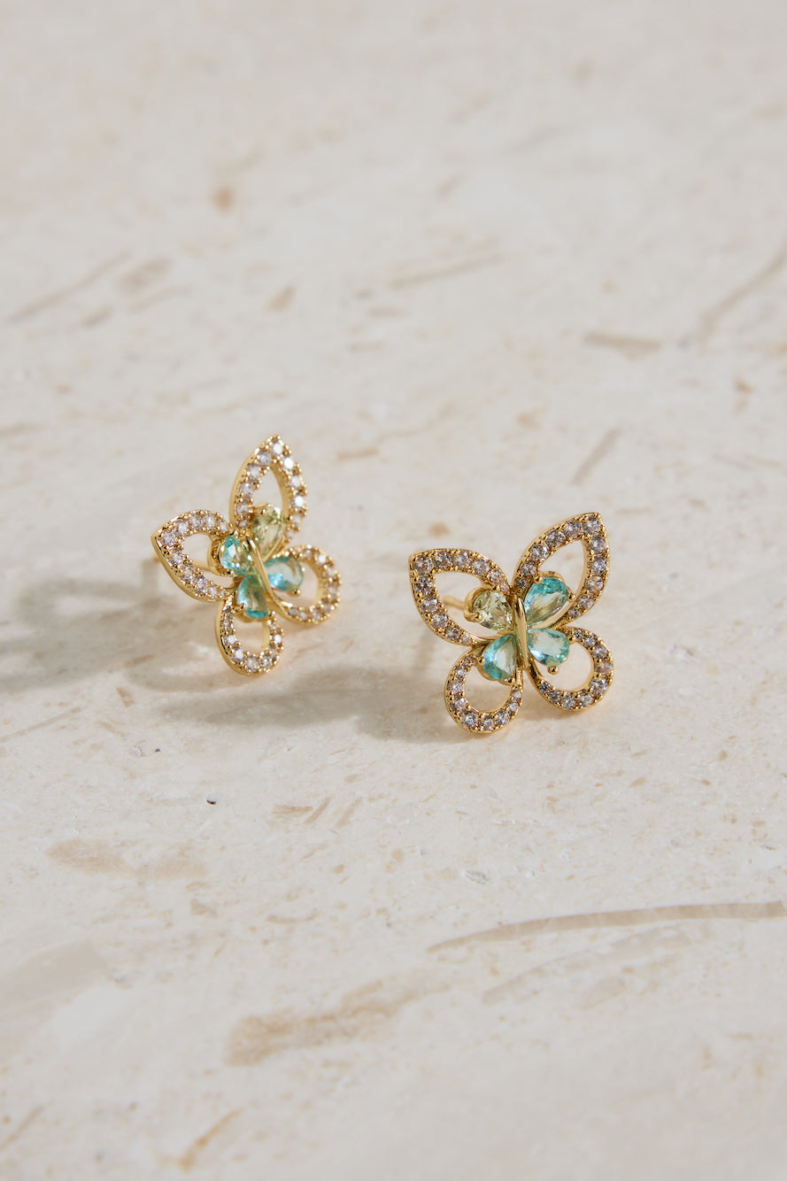 18K Gold Plated Flutter Away Earrings Gold-Roy Dress
