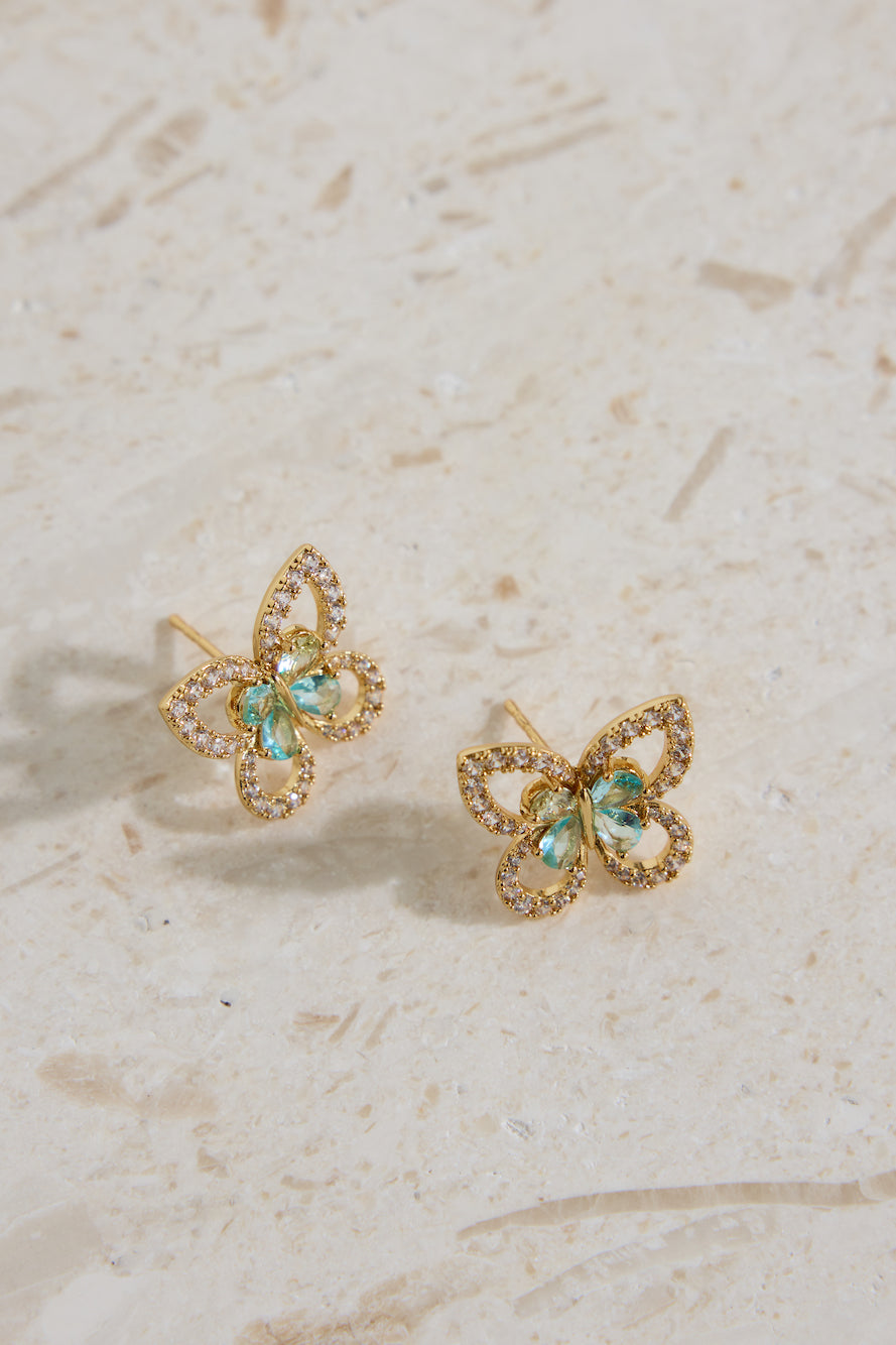 18K Gold Plated Flutter Away Earrings Gold-Roy Dress