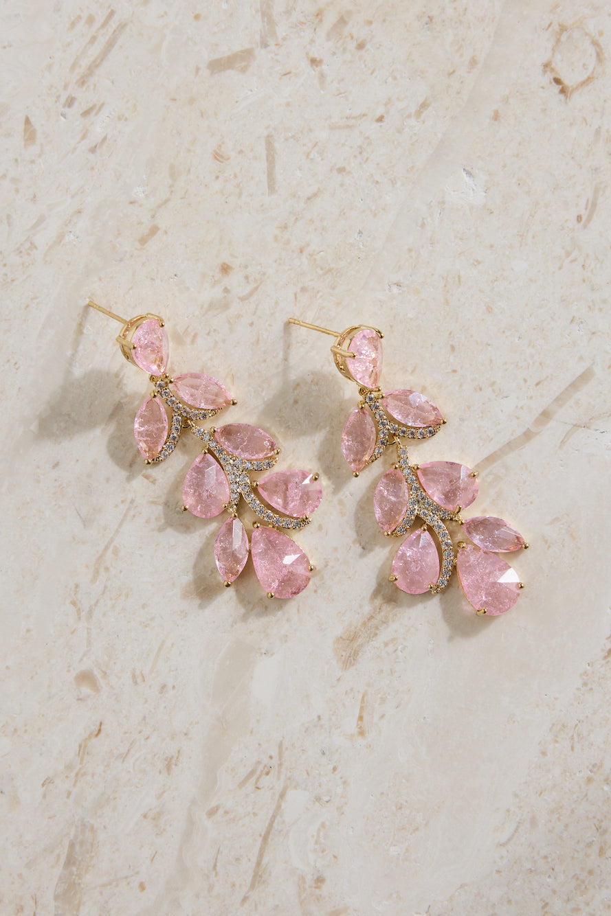 18K Gold Plated Rose Petals Earrings Gold-Roy Dress