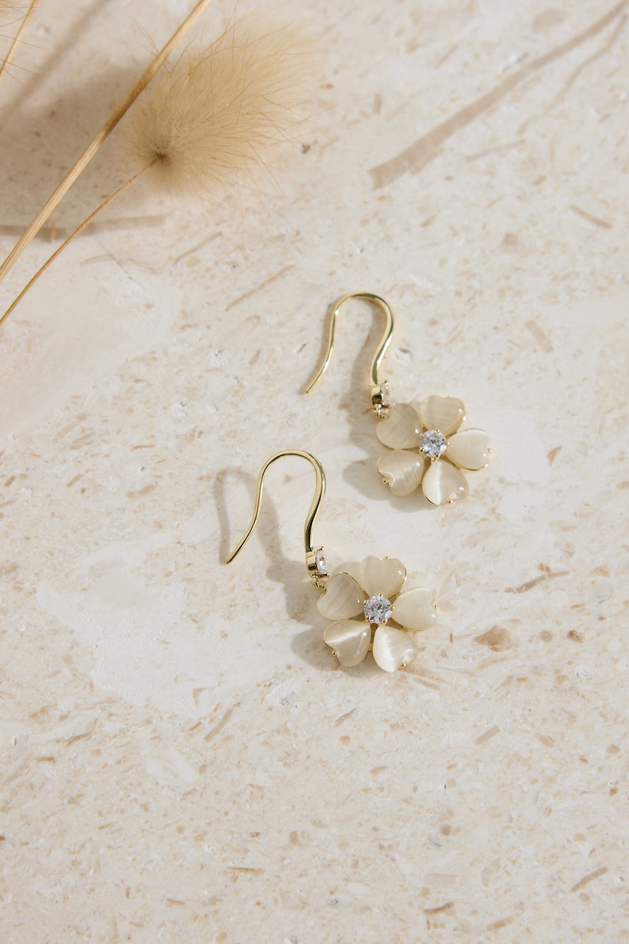 18k Gold Plated Floral Feels Earrings Gold-Roy Dress