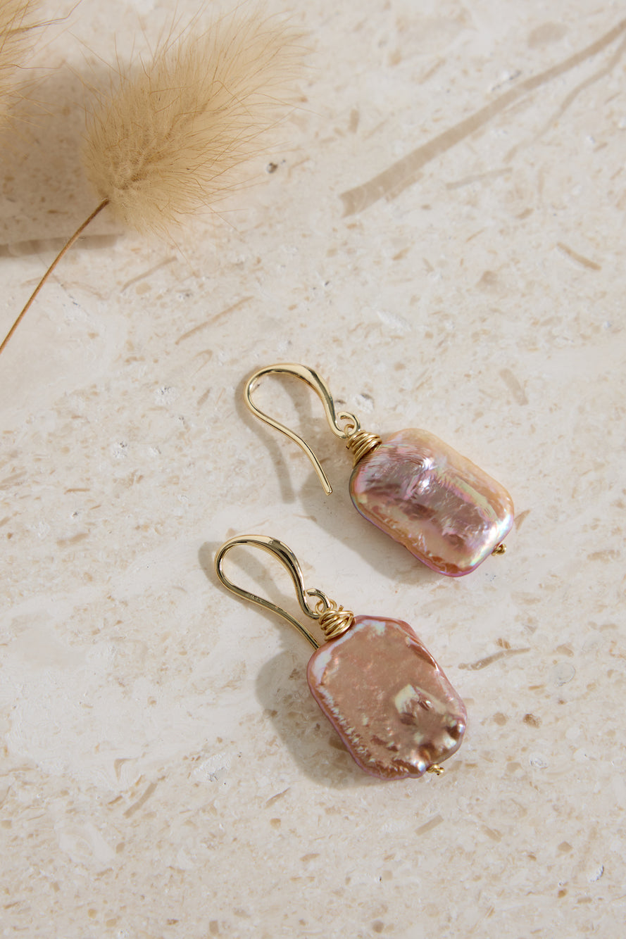 18k Gold Plated Deep Sea Earrings Gold-Roy Dress