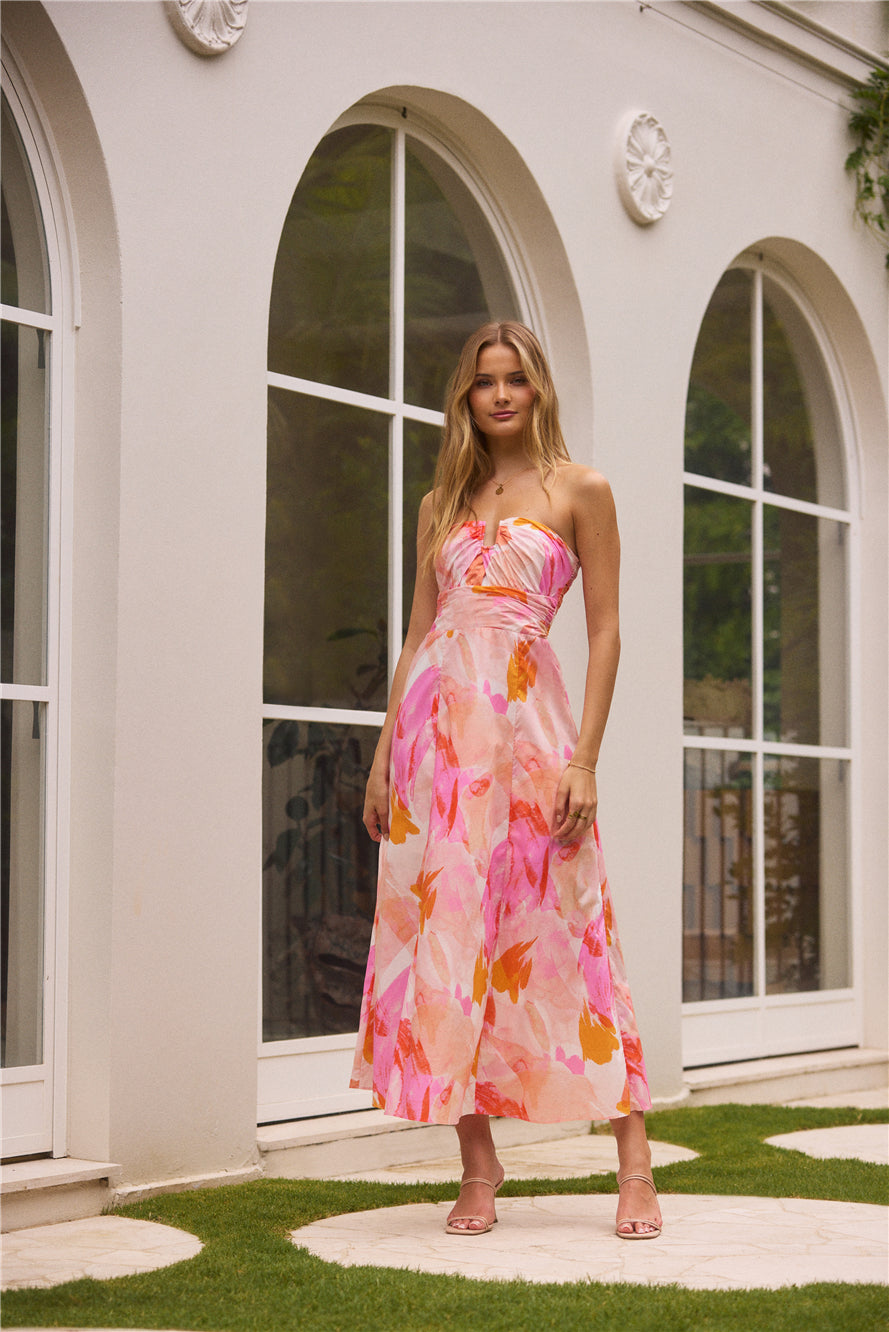 Fairy Floss Strapless Maxi Dress Pink-Roy Dress