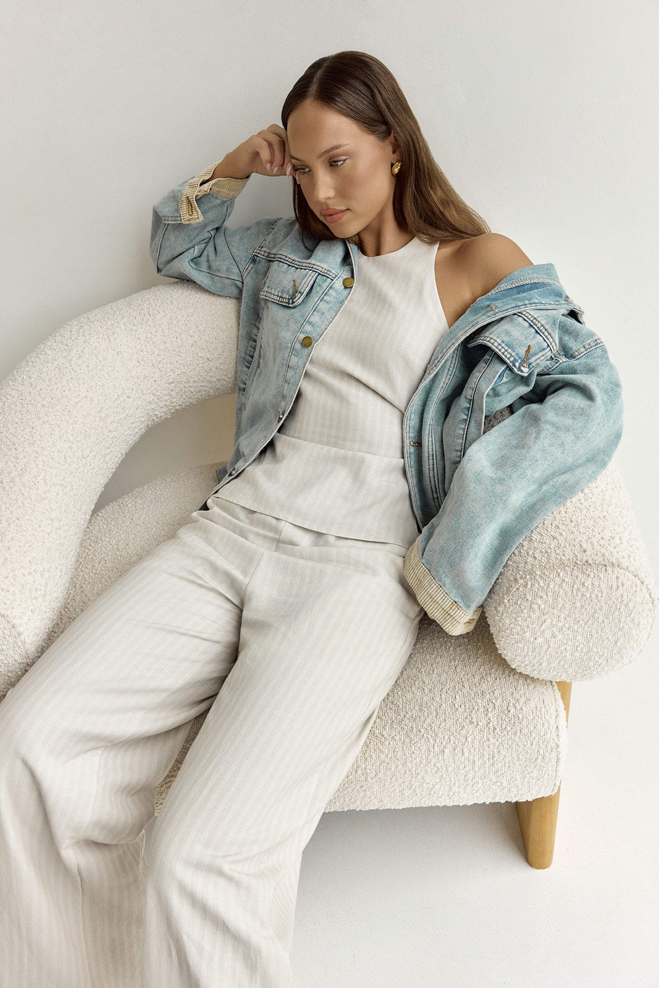 Heather Top Stone Pinstripe-Roy Dress