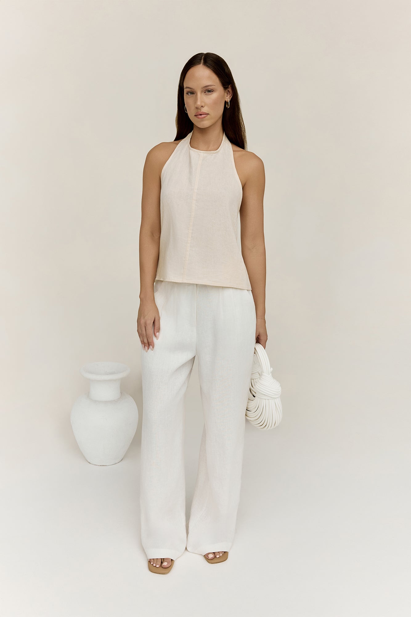 Dreamer Linen Halter Top Oatmeal-Roy Dress