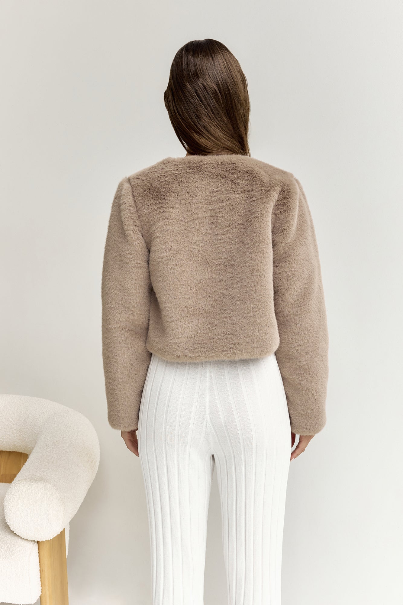 Day By Day Faux Fur Cropped Jacket Brown-Roy Dress