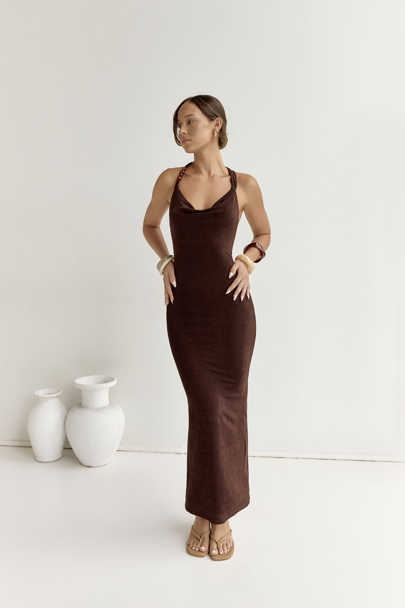 Enora Maxi Dress Espresso-Roy Dress