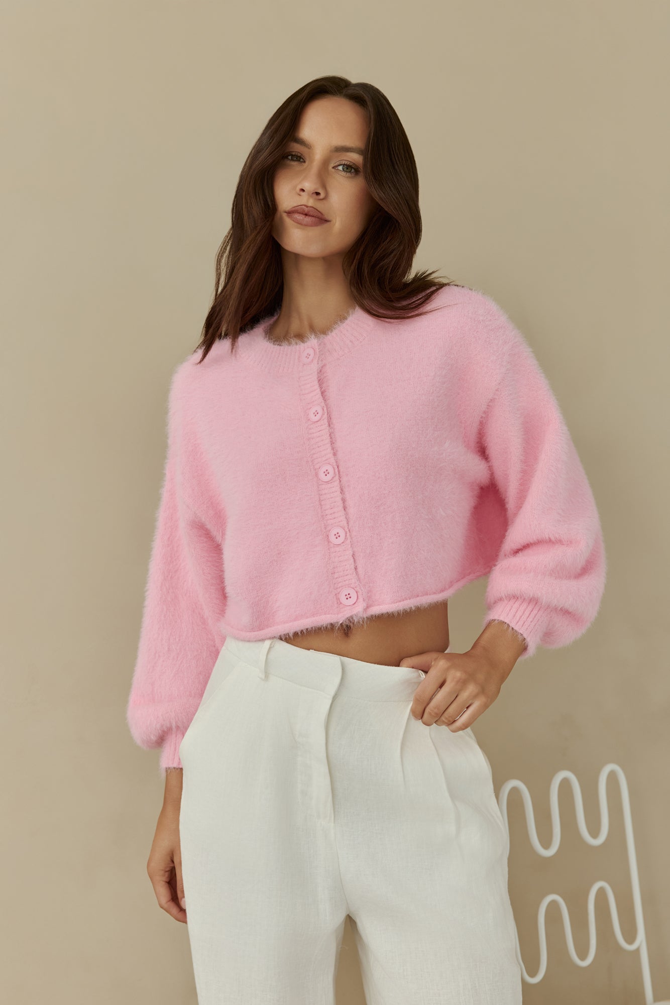 Cloud Nine Fluffy Cardigan Pink-Roy Dress