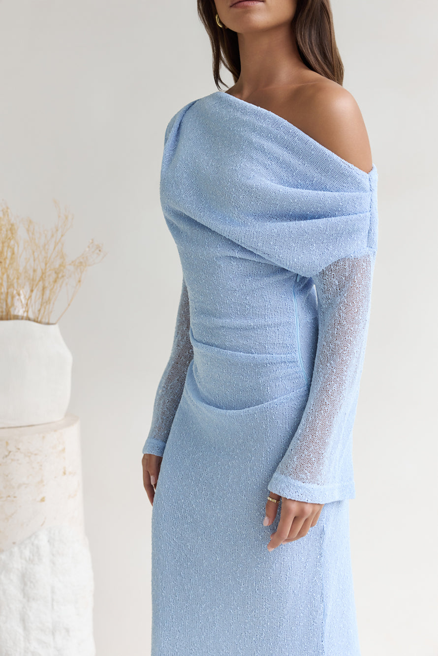 Cool Daze Long Sleeve Knit Maxi Dress Blue-Roy Dress