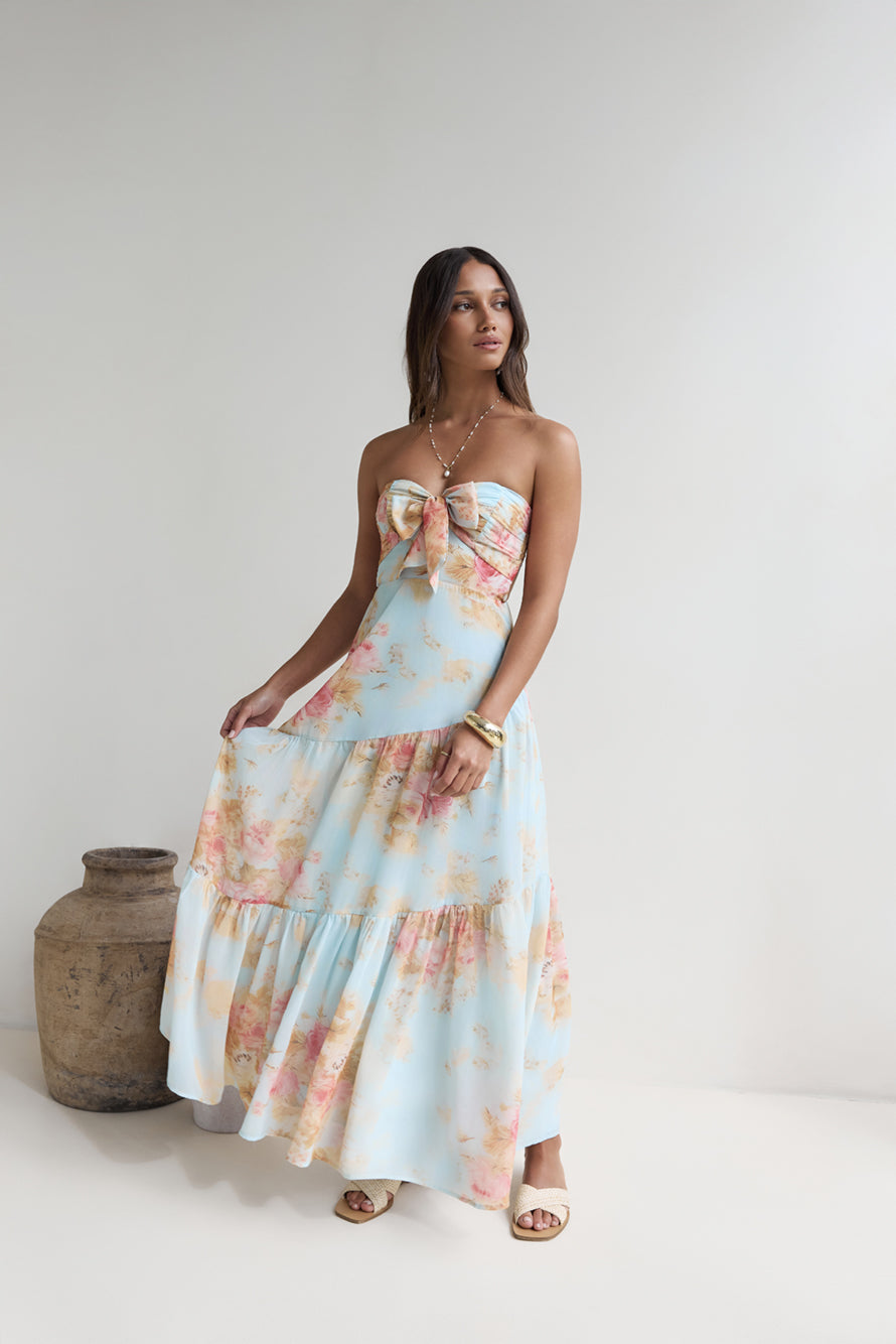 Beyond The Glow Strapless Maxi Dress Print-Roy Dress