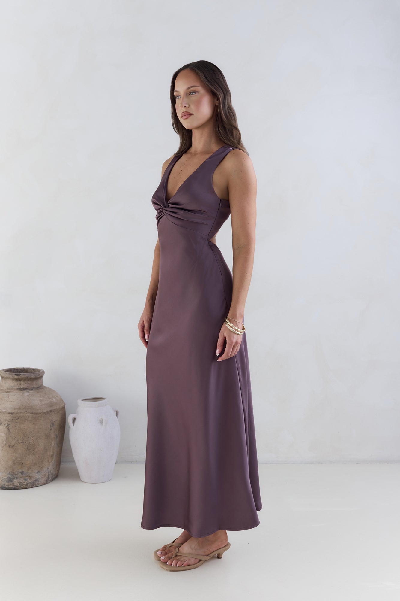 Island Reverie Satin Maxi Dress Purple-Roy Dress