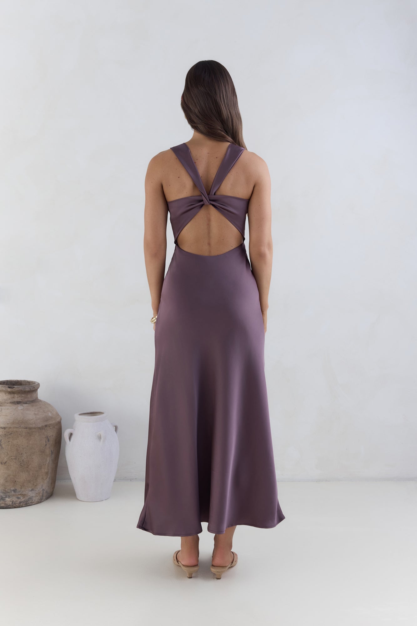 Island Reverie Satin Maxi Dress Purple-Roy Dress