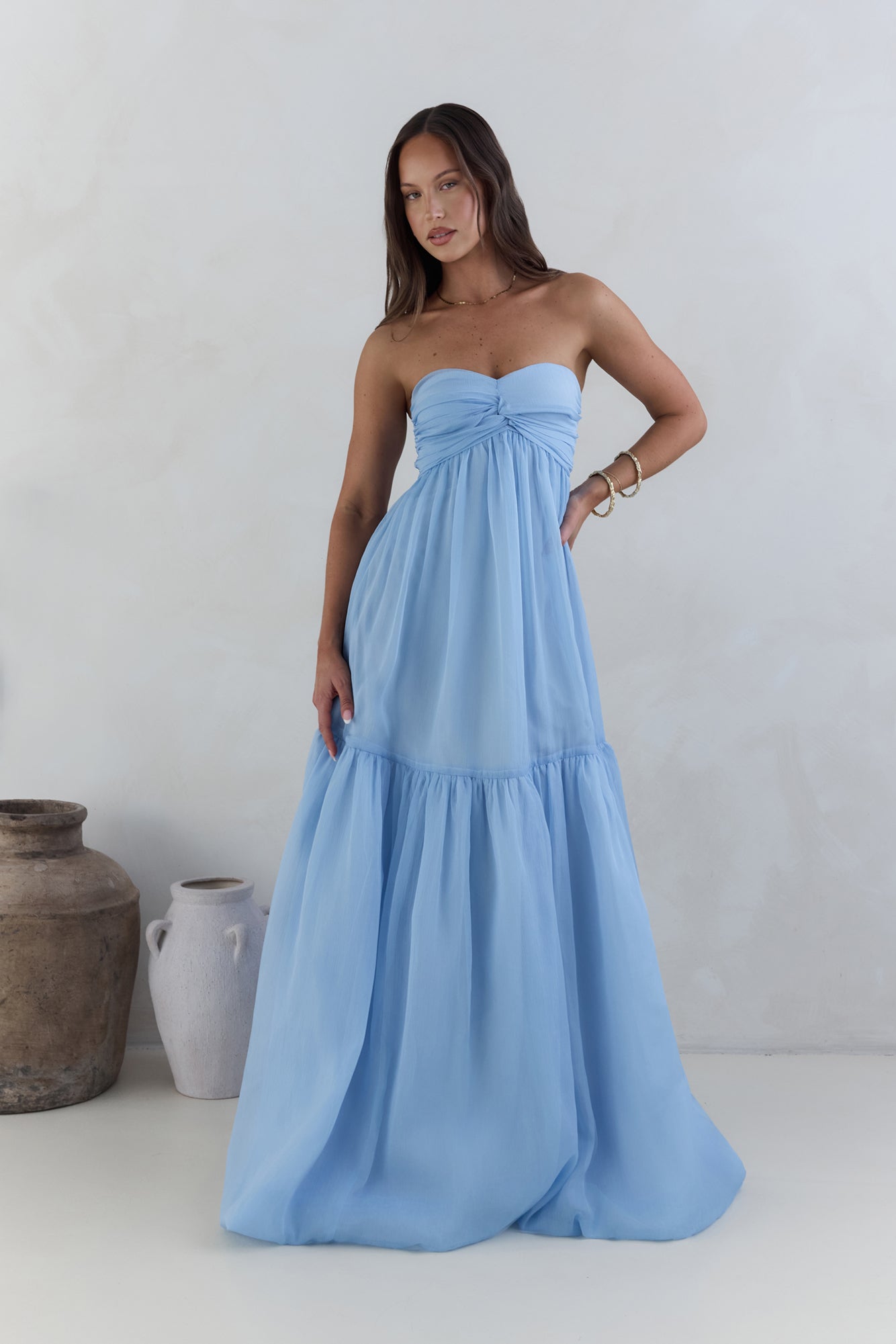 Unforgettable Style Strapless Maxi Dress Blue-Roy Dress